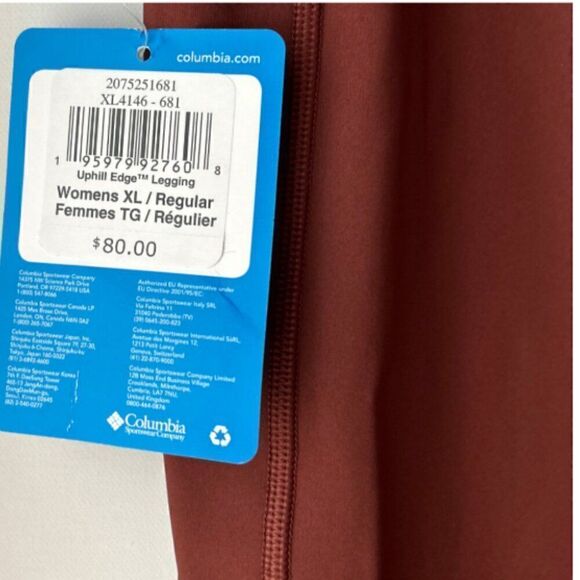 NWT COLUMBIA Women's Uphill Edge Leggings Size 14/XL Cayenne Red - Picture 5 of 6